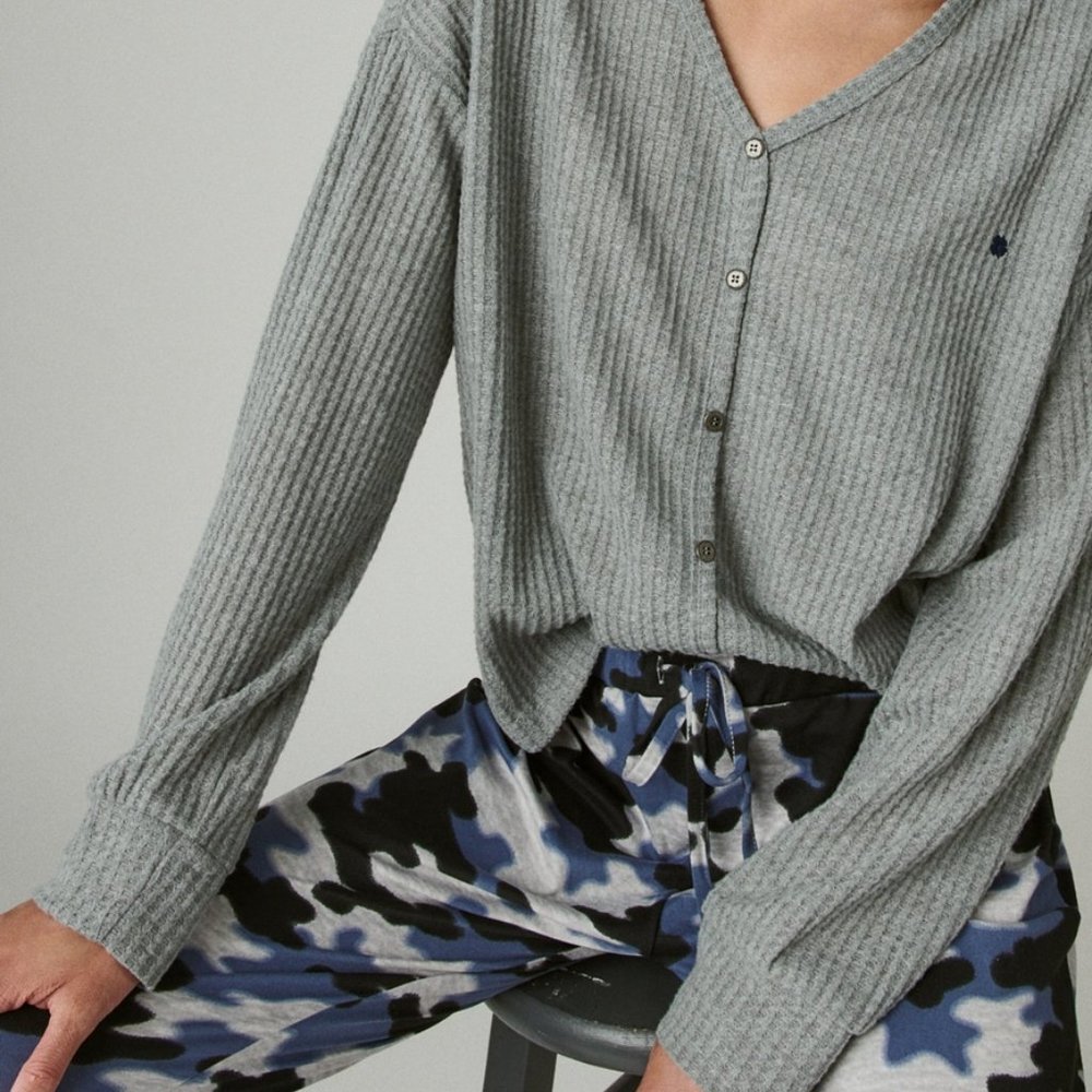 Lucky Brand Button Up Pullover Camo Sleep Set / NWT / Size M